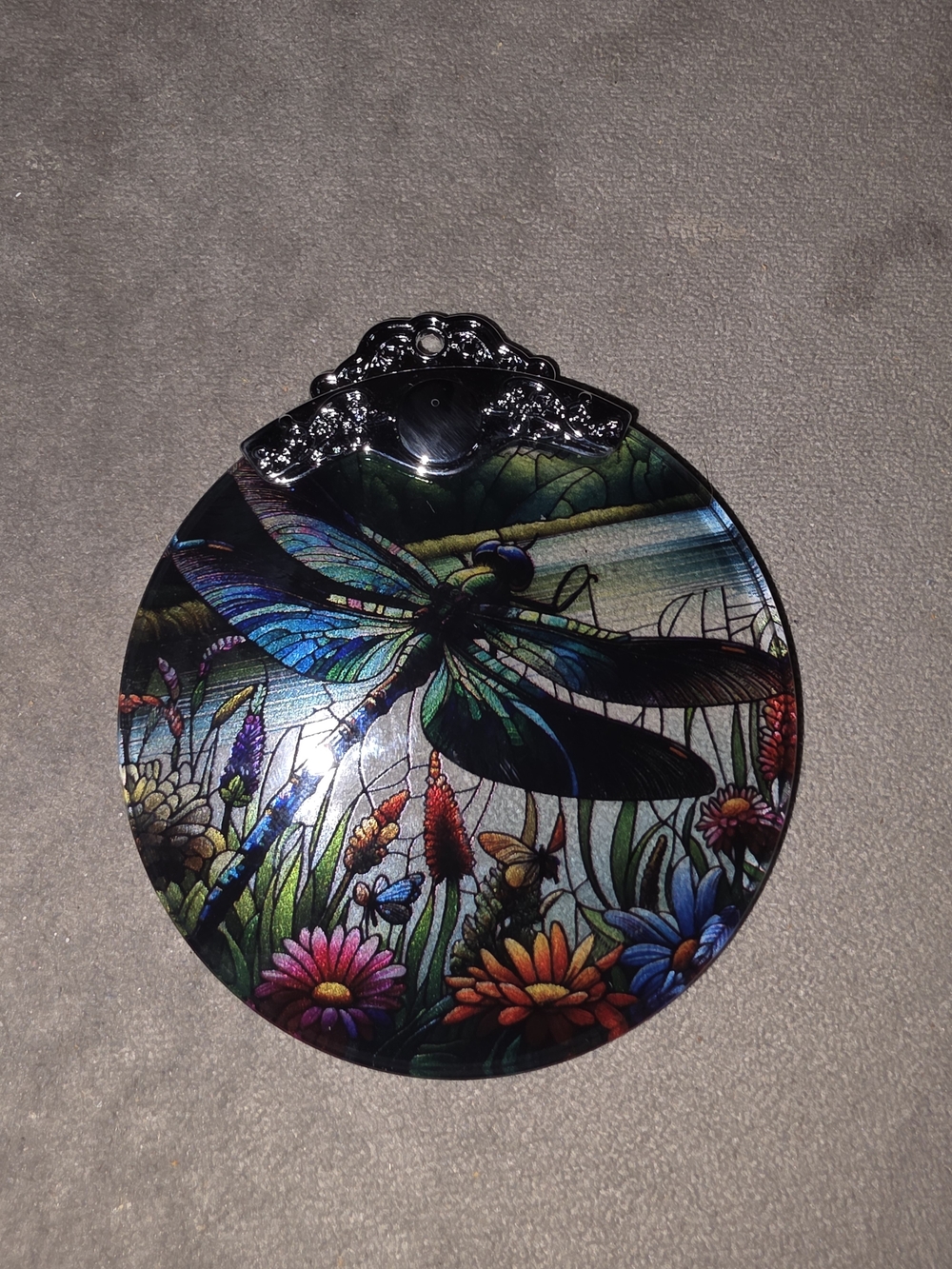 Dragonfly Garden Stained-Glass Ornament